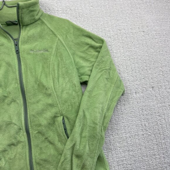 Columbia Women's Sz Small Lime Green Polar Fleece Jacket Full Zip Pockets Hike - Picture 4 of 16
